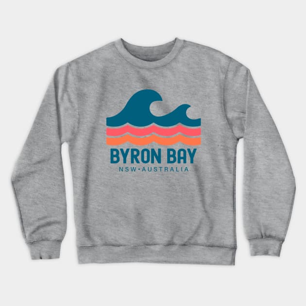 Byron Bay Australia NSW Vintage Waves Crewneck Sweatshirt by TGKelly